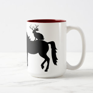 Unicorn , Bigfoot, Jackalope Two-Tone Coffee Mug