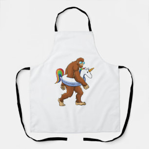 Unicorn Bigfoot Sasquatch Pool Party Boys Girls Fu Apron