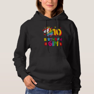 Unicorn Birthday 10th Year Old Unicorn With Flowe Hoodie