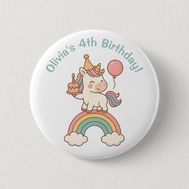 Unicorn Birthday 6 Cm Round Badge (Front)