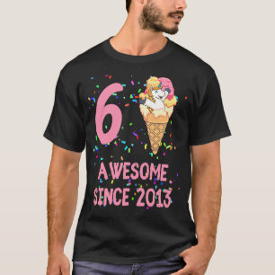 Unicorn Birthday 6 Ice cream Girls T-Shirt