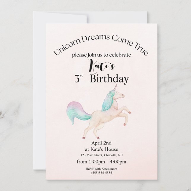 Unicorn Birthday Card (Front)