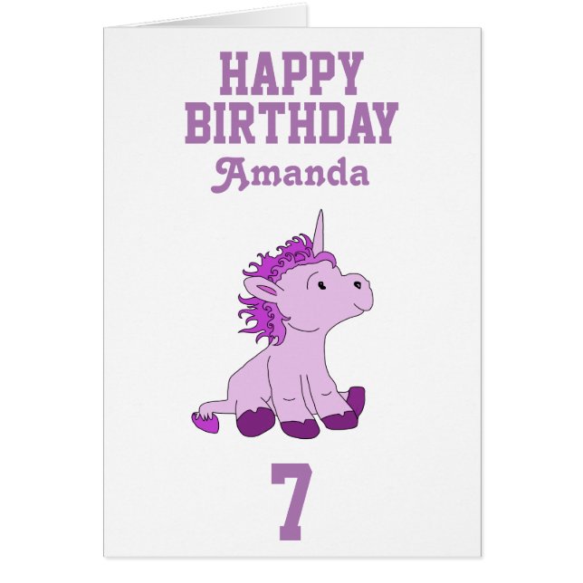 Unicorn Birthday Card for Kids - Personalise it (Front)