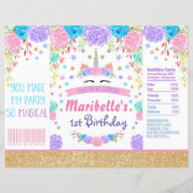 Unicorn Birthday  Chip Bag Wrapper Party Favour