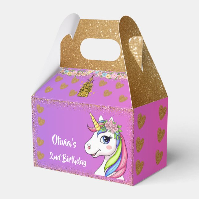 Unicorn Birthday Favour Box | Custom Party Gift Bo (Front Side)