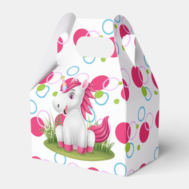 Unicorn Birthday Favour Box with Thank You Message (Front Side)