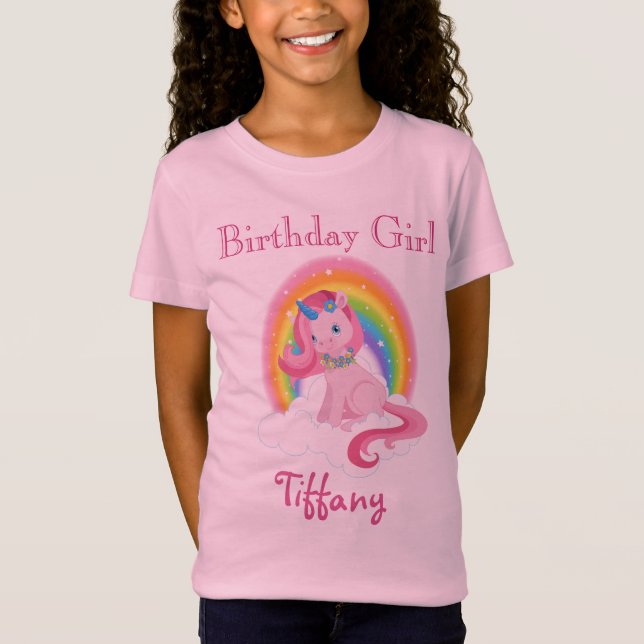 Unicorn Birthday Girl Rainbow T-Shirt (Front)