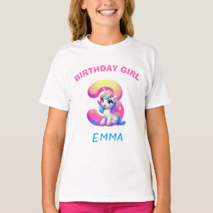 Unicorn Birthday Girl T-Shirt – Custom Name