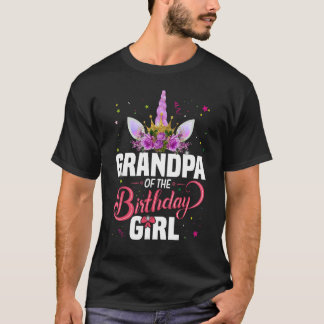 Unicorn Birthday Grandpa Of The Birthday Girl T-Shirt