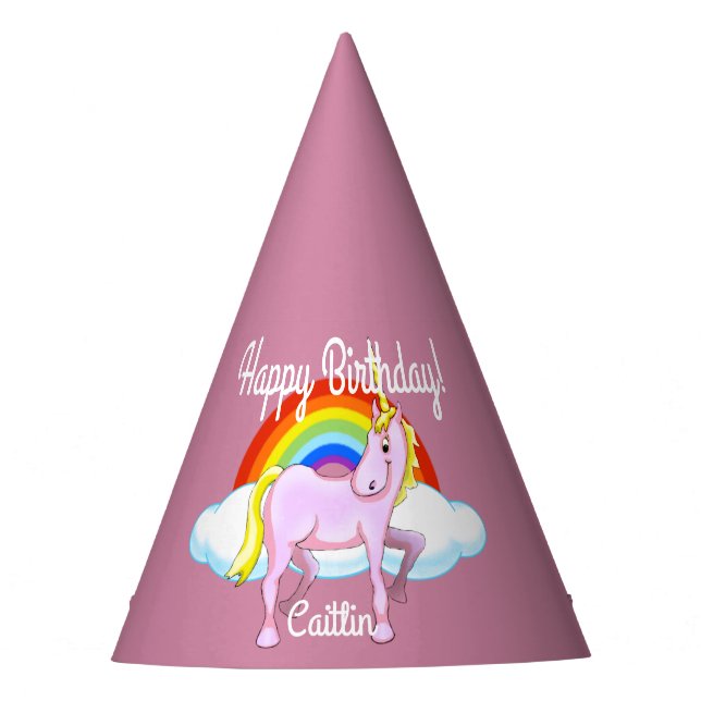 Unicorn Birthday Hats (Customisable) (Front)