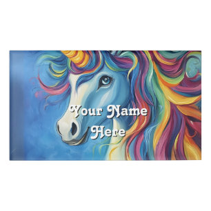 unicorn birthday host name tag