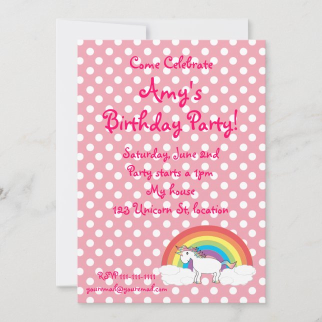 Unicorn birthday invitation (Front)