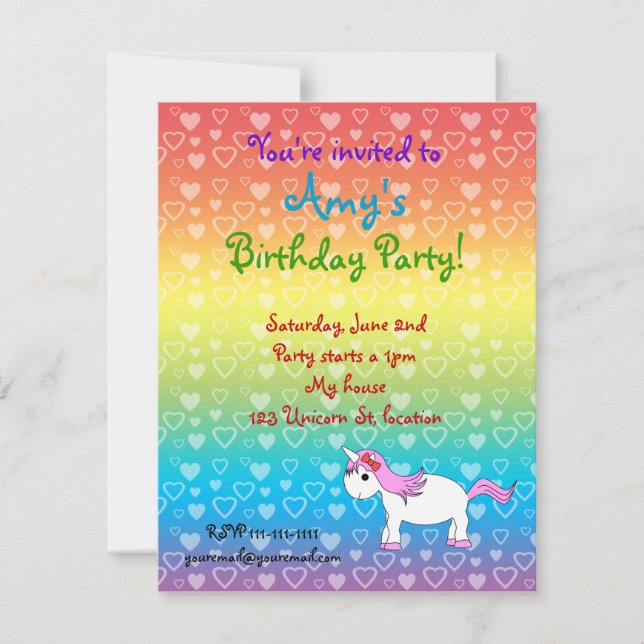 Unicorn birthday invitation (Front)
