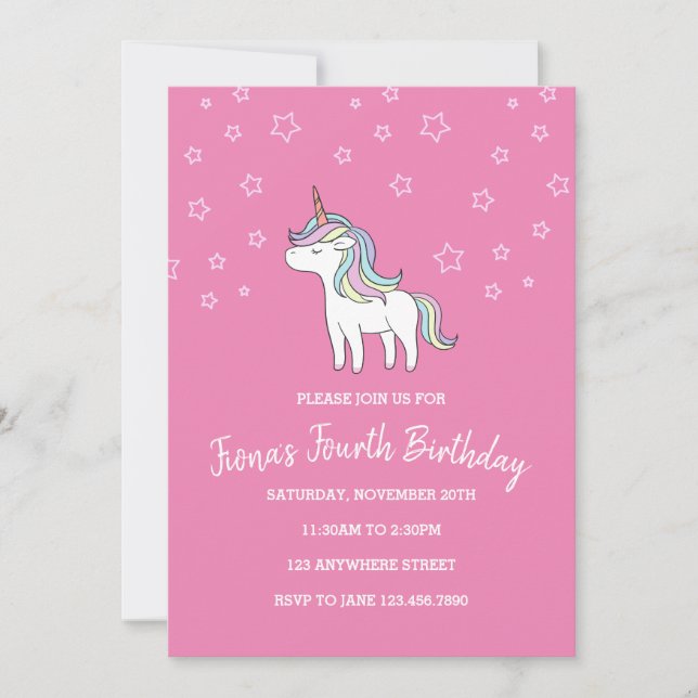 Unicorn Birthday Invitation (Front)