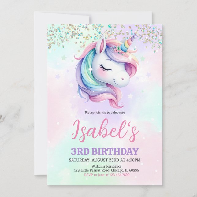 Unicorn Birthday Invitation (Front)