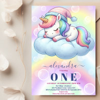 Unicorn Birthday Invitation 1st