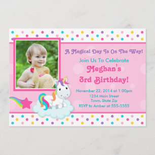 Unicorn Birthday Invitation 5x7 Photo Card