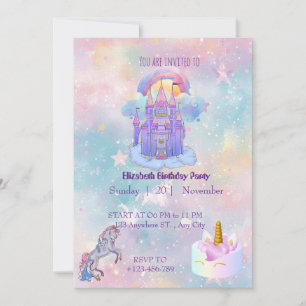 Unicorn birthday Invitation card