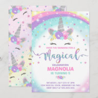 Unicorn Birthday Invitation Magical Unicorn Party