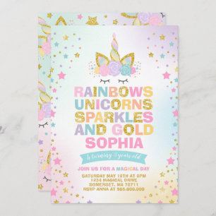 Unicorn Birthday Invitation Magical Unicorn Party