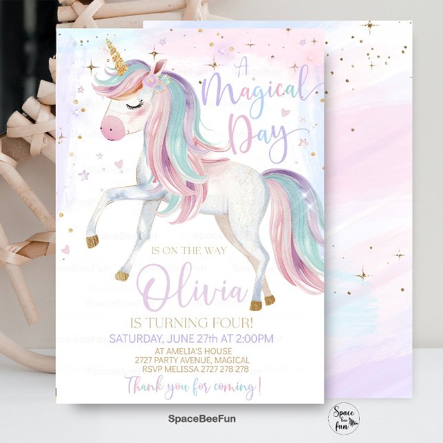 Unicorn Birthday Invitation Party ☆★ ☆★ ☆★ ☆★ ☆★ 4 (Unicorn Birthday,Invitation Party,Unicorn Invite,Magical Rainbow,Invite Girls,Birthday Party,Unicorn)
