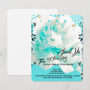 Unicorn Birthday Invitation ,  Party Invite Sparkl