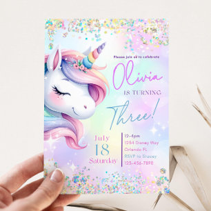 Unicorn Birthday Invitation   Pastel Rainbow Party