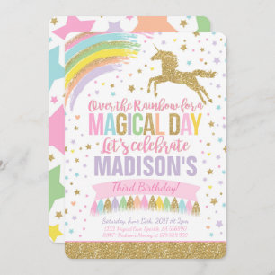 Unicorn Birthday Invitation Pink Gold Unicorn