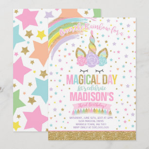 Unicorn Birthday Invitation Pink Gold Unicorn
