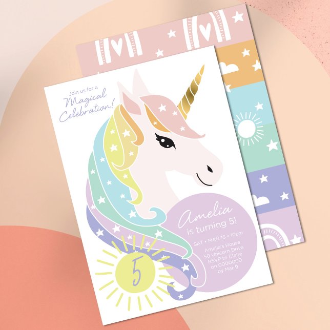 Unicorn Birthday Invitation, Rainbow Unicorn Party Invitation (Creator Uploaded)