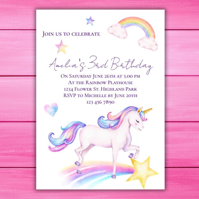 Unicorn Birthday Invitation Unicorn Birthday Party (Creator Uploaded)