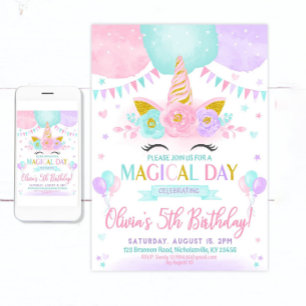 Unicorn Birthday Invitation, Unicorn Invitation