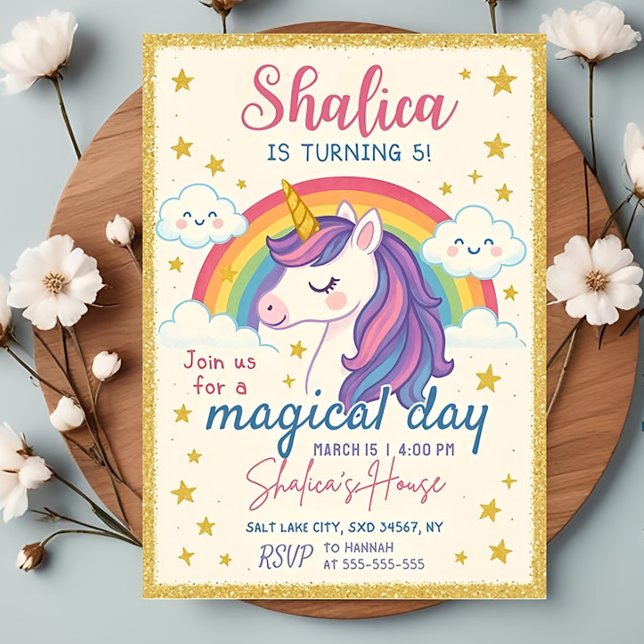 Unicorn Birthday Invitation, Unicorn Rainbow Girl Invitation (Creator Uploaded)