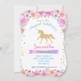 Unicorn Birthday Invitations