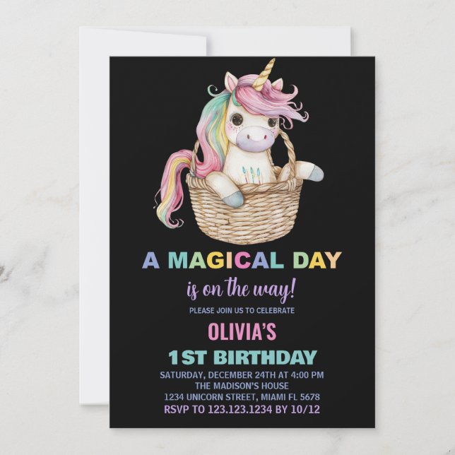 Unicorn Birthday Invitations (Front)