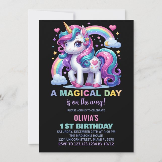 Unicorn Birthday Invitations (Front)