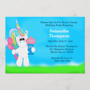 Unicorn Birthday Invitations