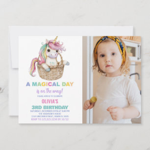 Unicorn Birthday Invitations with photo