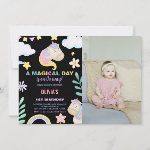 Unicorn Birthday Invitations with photo