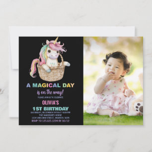 Unicorn Birthday Invitations with photo