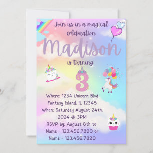 Unicorn Birthday Invite
