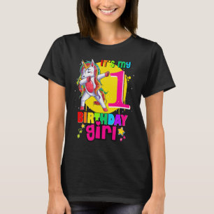 Unicorn Birthday It's My 1st Birthday Outfit Girl  T-Shirt