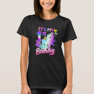 Unicorn Birthday It's My 1st Birthday Outfit Girl  T-Shirt