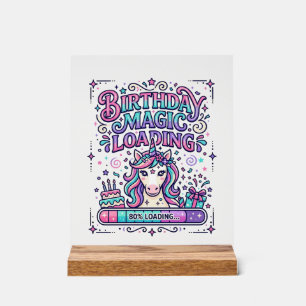 Unicorn Birthday Magic Loading Colourful Marketpla Acrylic Sign
