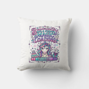 Unicorn Birthday Magic Loading Colourful Marketpla Cushion