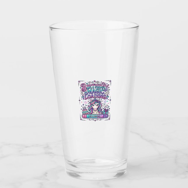 Unicorn Birthday Magic Loading Colourful Marketpla Glass (Front)