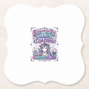 Unicorn Birthday Magic Loading Colourful Marketpla Paper Coaster