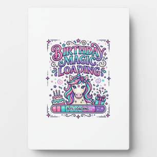 Unicorn Birthday Magic Loading Colourful Marketpla Plaque
