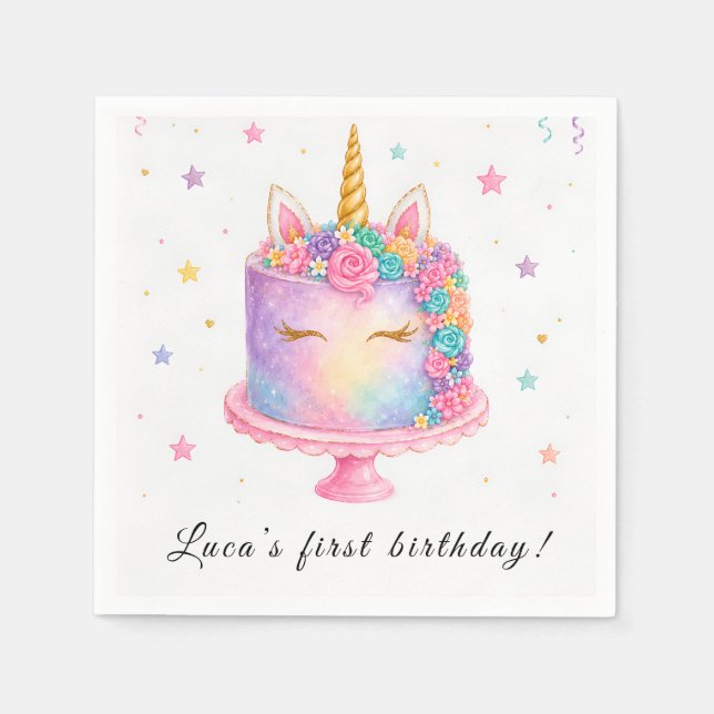 Unicorn Birthday Napkins (Front)