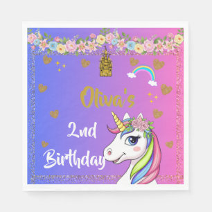 Unicorn Birthday Napkins   Rainbow Unicorn Party